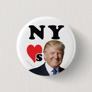 NEW YORK ÄLSKAR DONALD TRUMP stora Apple Manhatte Knapp