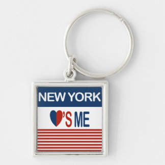 New York älskar mig Fyrkantig Silverfärgad Nyckelring