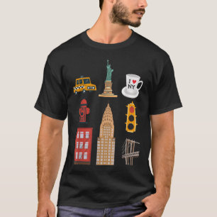 New York-älskare T-shirt Nyc City Landmärken Fan S