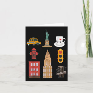 New York Älskare Tee Shirt Nyc City Landmarks Fläk Kort