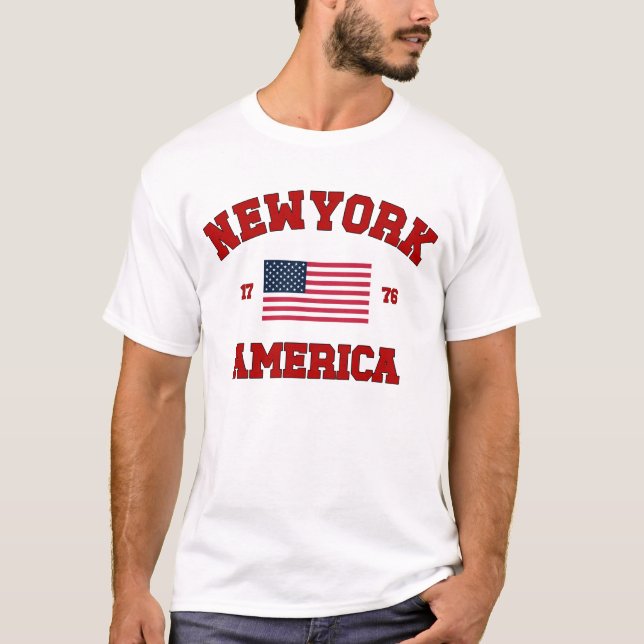 New York America Varsity Unisex Man Woman Clothes T Shirt (Framsida)
