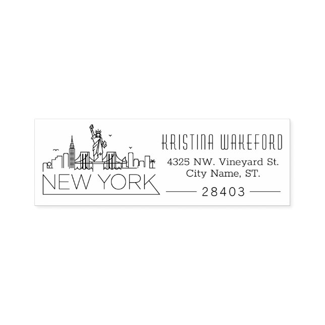 New York | Anpassningsbar Adress självtryckande Fr Självfärgande Stämpel (Design)