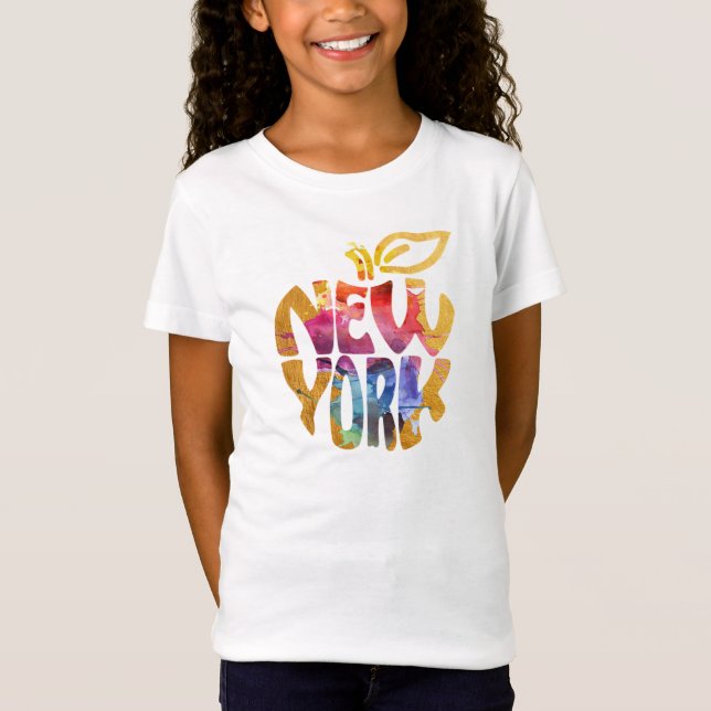 New York Apple, NYC. VattenfärgCalligraphy Art. Tee (Framsida)
