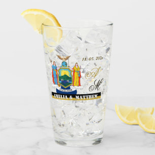 New York-årsdagen, Bröllop Beer Glass, NY Flagga Glaskopp