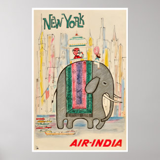 New York Art Indien Resa Poster New Yorker Tryck