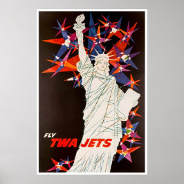 New York Art Statue Of Liberty Print TWA Travel Poster