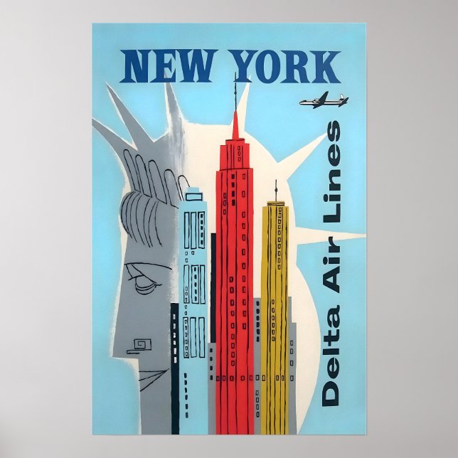 New York Art Staty Liberty Tryck Delta Resa  (Framsidan)