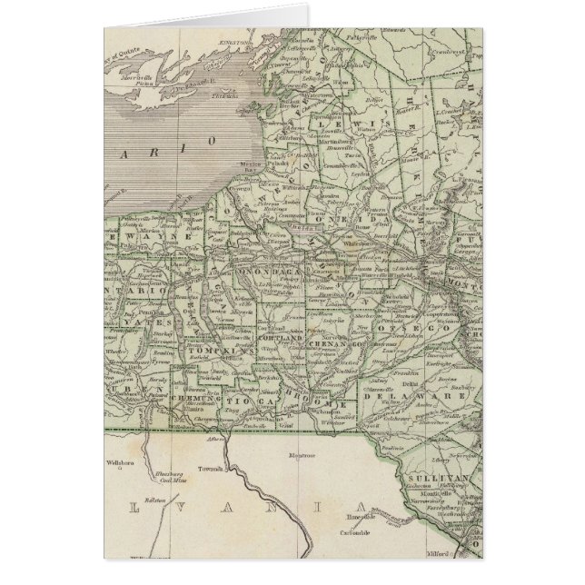 New York Atlas Karta Hälsningskort (Framsidan)