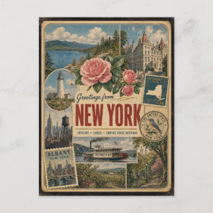 New York Autentisk Vintagestil Vykort