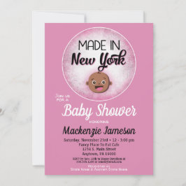 New York Baby Shower African American Rosa Baby Inbjudningar
