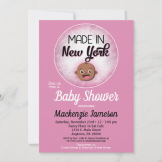 New York Baby Shower African American Rosa Baby Inbjudningar