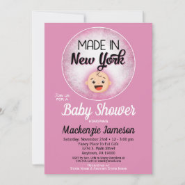New York Baby Shower Funny Rosa Girls-inbjudan Inbjudningar