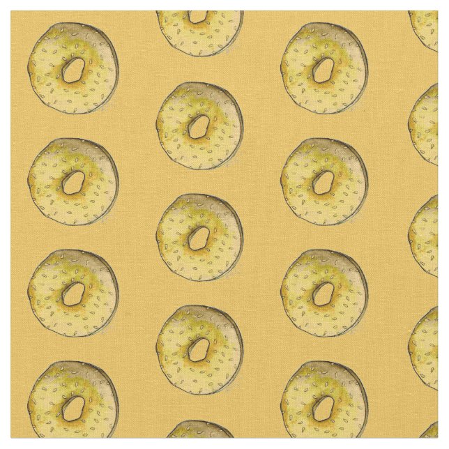 New York Bagel Sesame Seed Bagels Foodie Fabric Tyg (Närbild)
