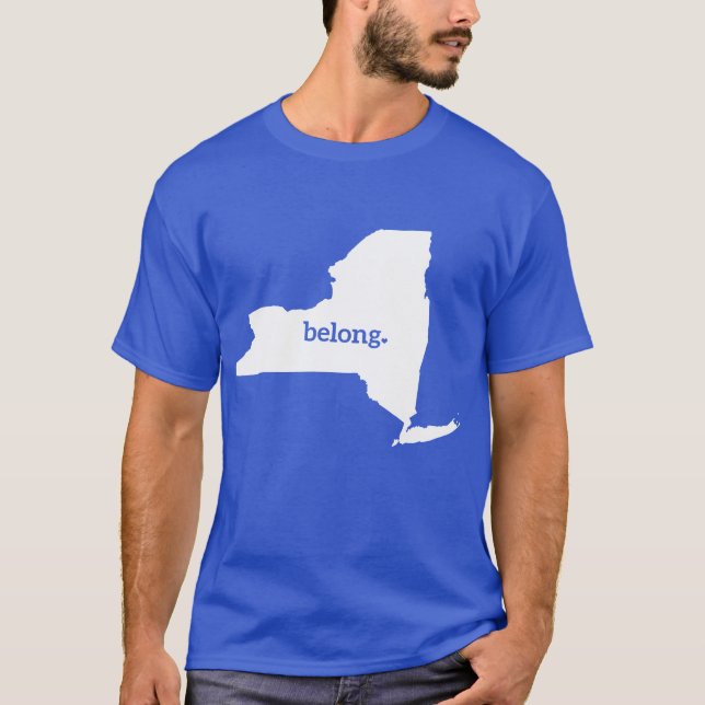 New York Belong-staten Karta T Shirt (Framsida)