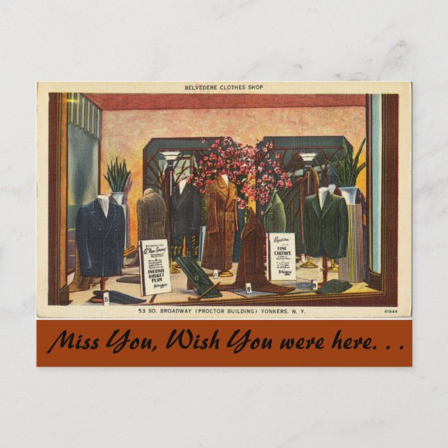 New York, Belvedere Clothes Shop, Yonkers Vykort (Framsida)