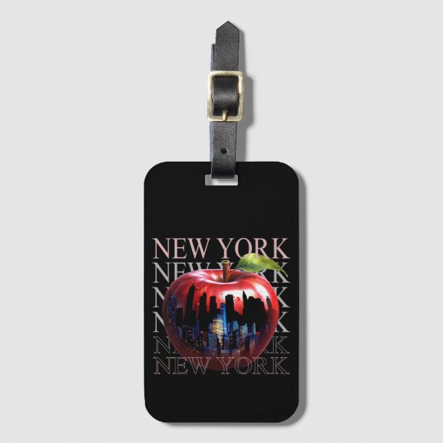 New York, Big Apple Fruit Silhouette City Bagagebricka (Framsida vertikal)