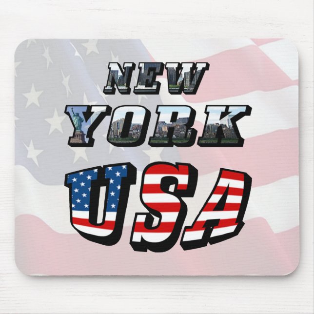 New York Bild och USA Text Musmatta (Framsidan)