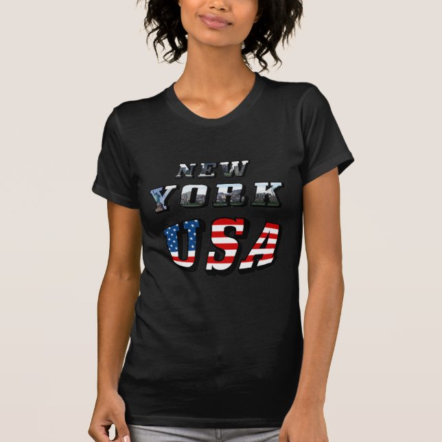 New York bild och USA text T Shirt (Framsida)