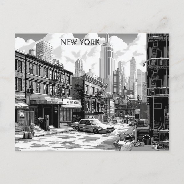 New York Black and White Travel manhattan Vykort (Framsida)