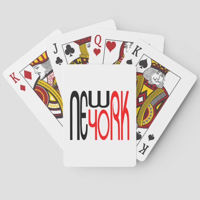 New-York-Black-Red Typography Casinokort (Baksidan)