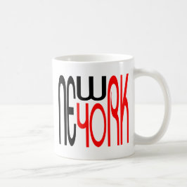 New-York-Black-Red Typography Kaffemugg