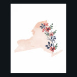 New York Blommigt Watercolor State Poster<br><div class="desc">New York Blommigt Watercolor State</div>