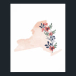 New York Blommigt Watercolor State Poster<br><div class="desc">New York Blommigt Watercolor State</div>