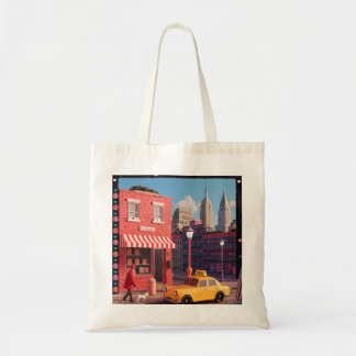 New York Bodega Taxi Illustration Affisch Tygkasse