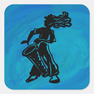 New York Boogie Nights Drum Blue Fyrkantigt Klistermärke