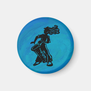 New York Boogie Nights Drum Blue Magnet