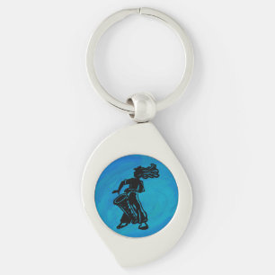 New York Boogie Nights Drum Blue Swirl Silverfärgad Nyckelring