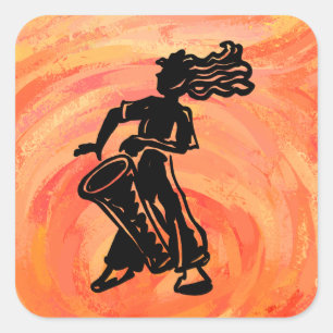 New York Boogie Nights Drum Orange Fyrkantigt Klistermärke