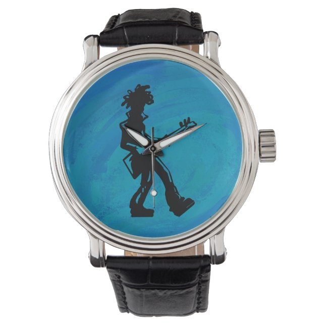 New York Boogie Nights Guitar Blue Armbandsur (Framsida)
