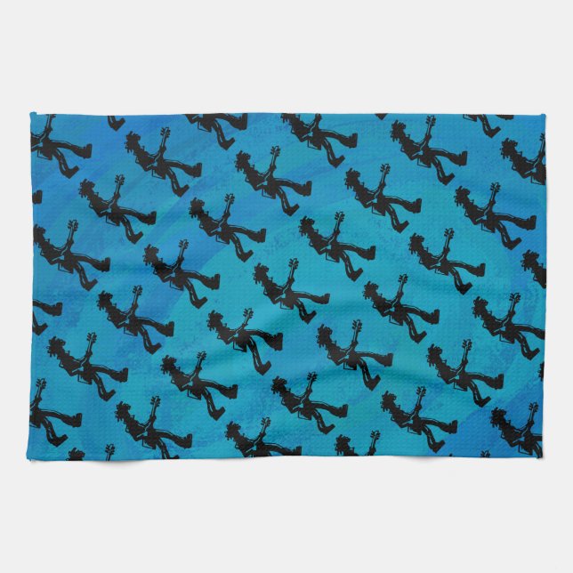 New York Boogie Nights Guitar Blue Kökshandduk (Horisontell)