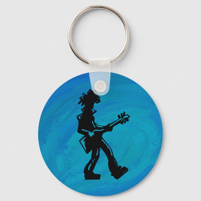 New York Boogie Nights Guitar Blue Nyckelring (Framsida)