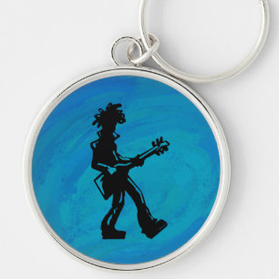 New York Boogie Nights Guitar Blue Rund Silverfärgad Nyckelring