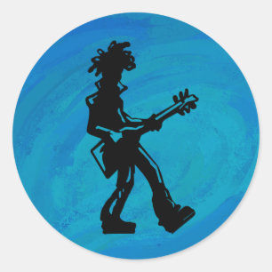 New York Boogie Nights Guitar Blue Runt Klistermärke