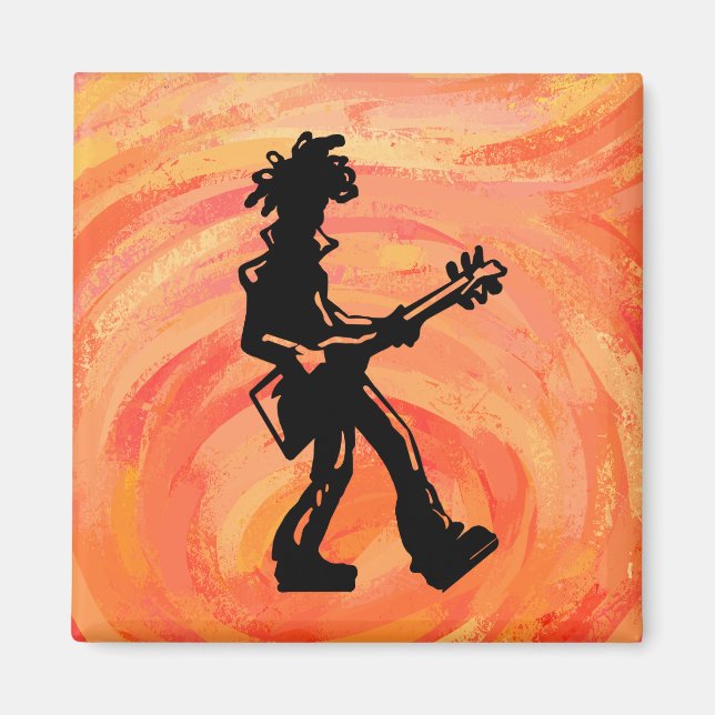 New York Boogie Nights Guitar Orange Magnet (Framsidan)