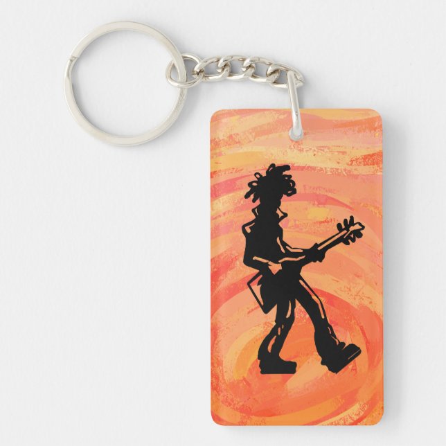 New York Boogie Nights Guitar Orange Nyckelring (Framsidan)