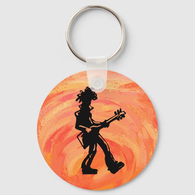 New York Boogie Nights Guitar Orange Nyckelring (Framsida)