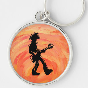 New York Boogie Nights Guitar Orange Rund Silverfärgad Nyckelring