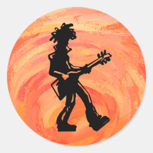 New York Boogie Nights Guitar Orange Runt Klistermärke