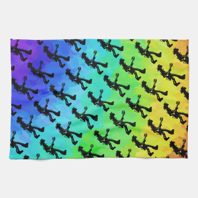 New York Boogie Nights Guitar Rainbow Kökshandduk (Horisontell)