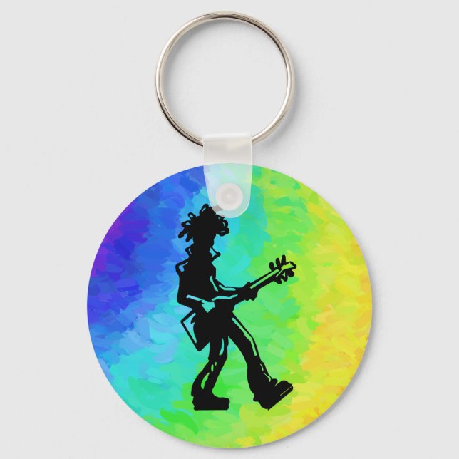 New York Boogie Nights Guitar Rainbow Nyckelring (Framsida)