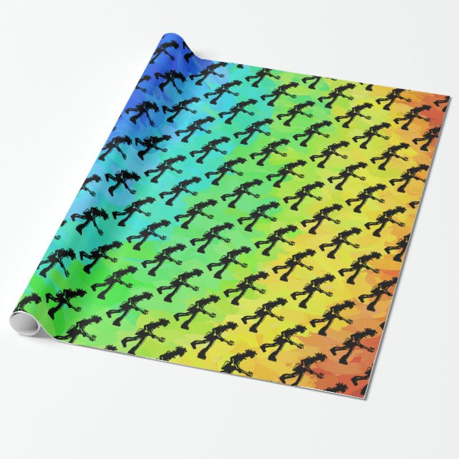 New York Boogie Nights Guitar Rainbow Presentpapper (Utrullad)