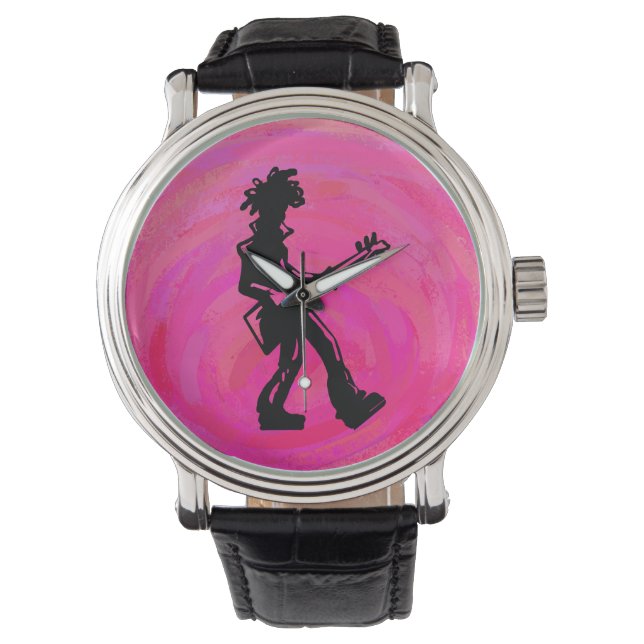 New York Boogie Nights Guitar Shock rosa Armbandsur (Framsida)