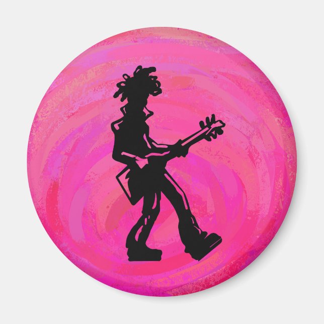 New York Boogie Nights Guitar Shock rosa Magnet (Framsidan)