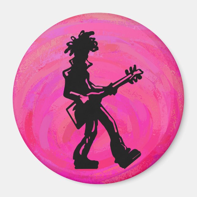 New York Boogie Nights Guitar Shock rosa Magnet (Framsidan)