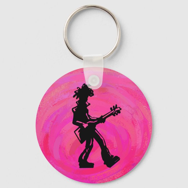 New York Boogie Nights Guitar Shock rosa Nyckelring (Framsida)