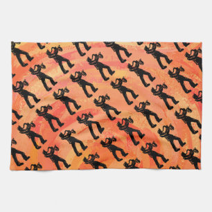 New York Boogie Nights Saxofon Orange Kökshandduk
